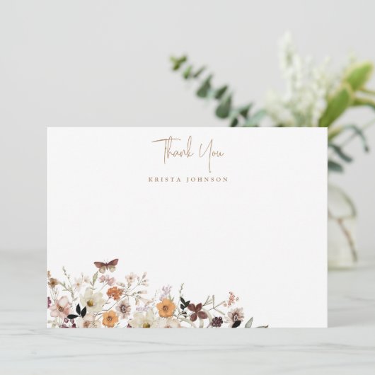 Fall Wilde Blume Babydusche Dankeskarte (Stehend Vorderseite)