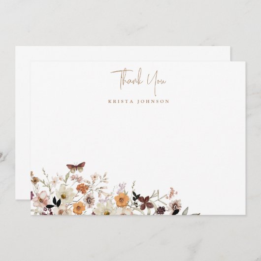 Fall Wilde Blume Babydusche Dankeskarte (Vorne/Hinten)