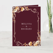 Fall Wildflower Crest Burgundy QR Code Wedding Einladung (Vorderseite)