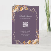 Fall Wildflower Crest Dusty Purple QR Code Wedding Einladung (Rückseite)