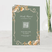Fall Wildflower Crest Sage Green QR Code Wedding Einladung (Rückseite)