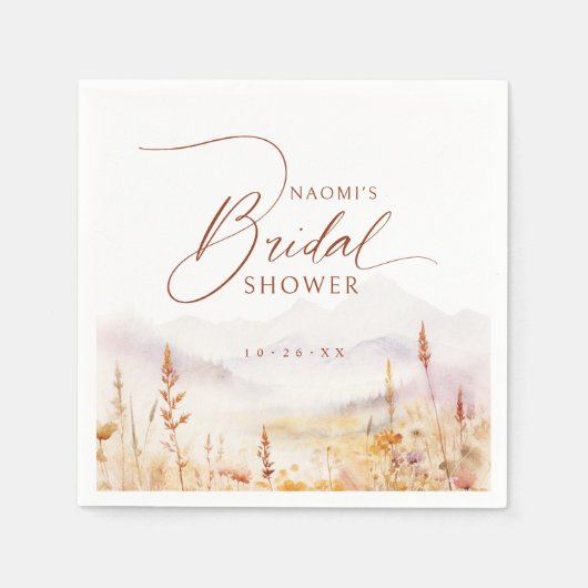 Fall Wildflower Mountain Rustic Bridal Shower  Serviette (Vorderseite)