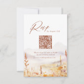 Fall Wildflower Mountain Rustic Wedding QR code RSVP Karte (Vorderseite)