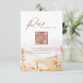 Fall Wildflower Mountain Rustic Wedding QR code RSVP Karte (Stehend Vorderseite)