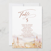 Fall Wildflower table number seating chart Einladung (Vorderseite)