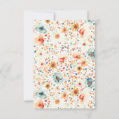 Fall Wildflower Wedding Small Thank You Dankeskarte (Rückseite)