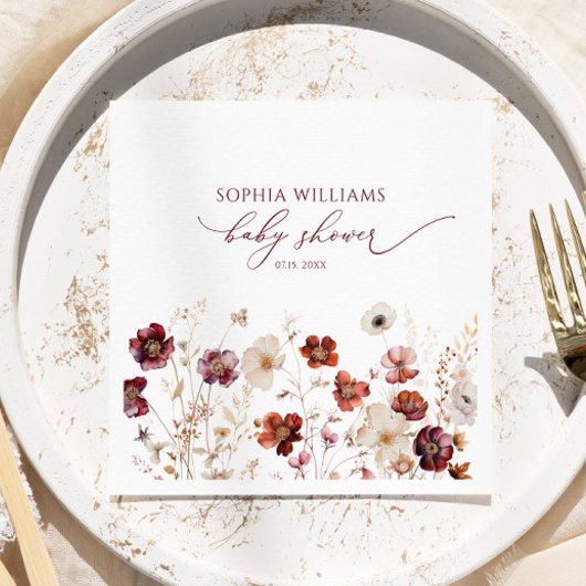 Fall Wildflowers Baby Shower Napkins Serviette