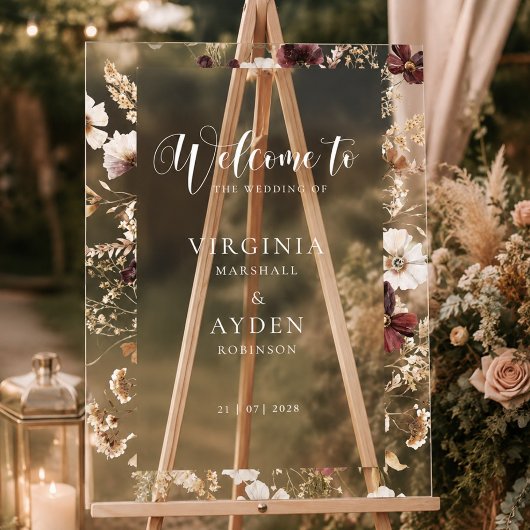 Fall Wildflowers Floral Wedding Acrylschild
