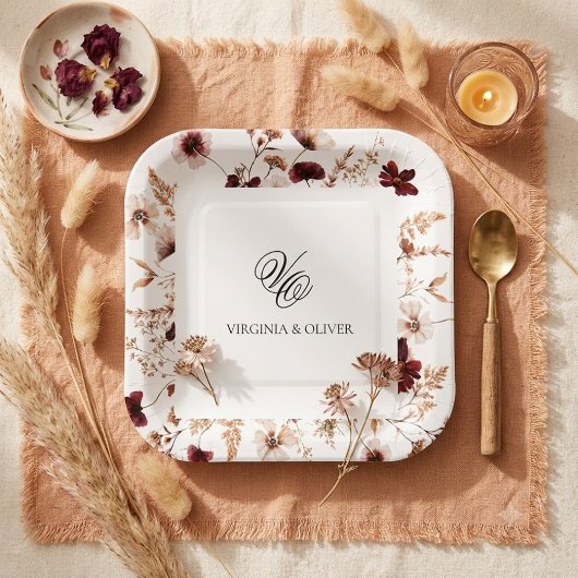 Fall Wildflowers Floral Wedding Pappteller