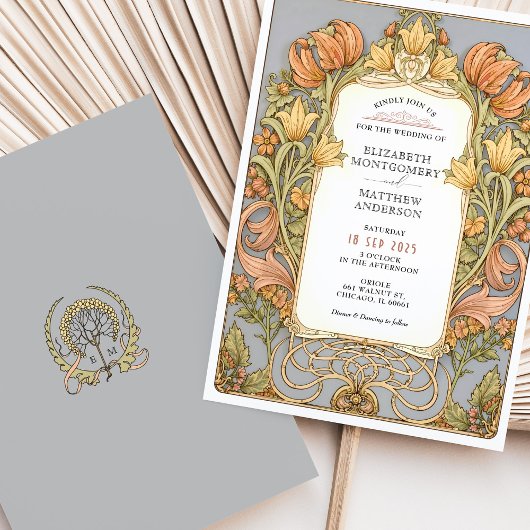 Fall William Morris Wedding Einladung