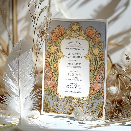 Fall William Morris Wedding Einladung