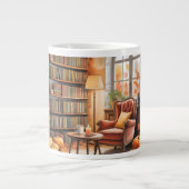Fall Window Reading MUG — Cozy Chair & Books Jumbo-Tasse (Vorderseite)
