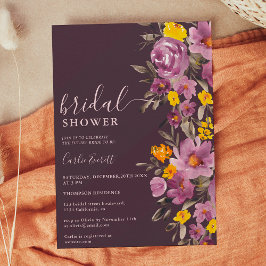 Fall Winter dark purple floral bridal shower Einladung
