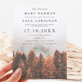 Fall winter pine trees forest photo chic wedding einladung
