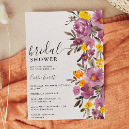 Fall Winter purple floral bridal shower Einladung