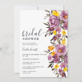 Fall Winter purple floral bridal shower Einladung (Vorderseite)
