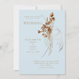 Fall Wispy Boho Himmelblau Zusammen mit Hochzeit Einladung