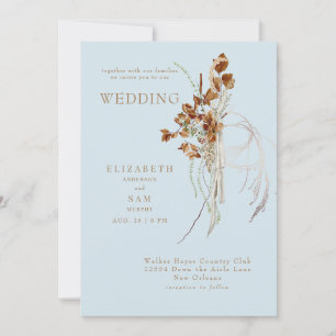 Fall Wispy Boho Himmelblau Zusammen mit Hochzeit Einladung