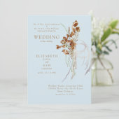 Fall Wispy Boho Sky Blue Beide Eltern Einladung (Stehend Vorderseite)