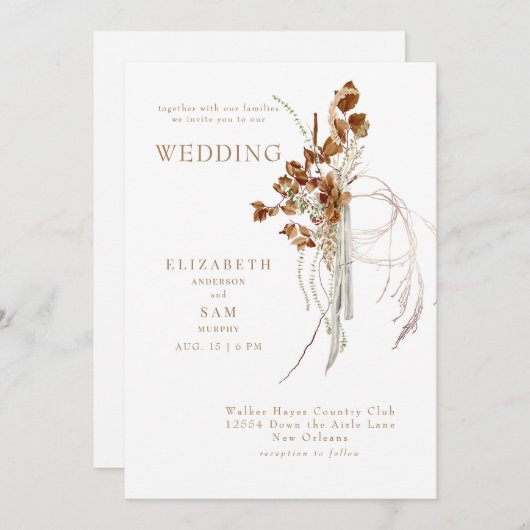 Fall Wispy Boho White zusammen mit Hochzeit Einladung (Vorne/Hinten)