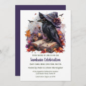 Fall Witch Raven Samhain Spooky Halloween Party Einladung (Vorne/Hinten)