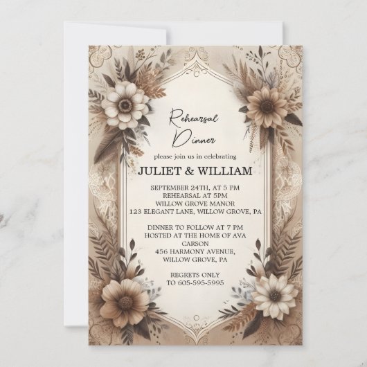 Fall Wood Paperie Gerecycelt Paper Probe Dinner Einladung (Vorderseite)