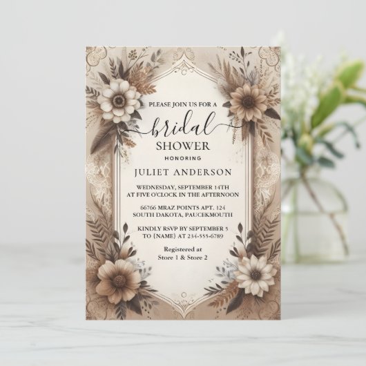 Fall Wood Paperie Gerecycelt Papier Brautparty Einladung (Stehend Vorderseite)