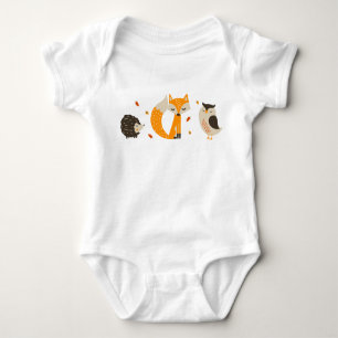 Fall Woodland Animal Bodysuit Baby Strampler