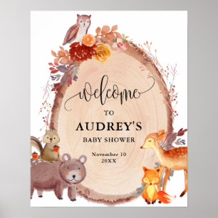 Fall Woodland Animals Kinderdusche Begrüßungszeich Poster