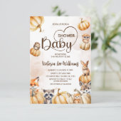 Fall Woodland Babydusche Einladung (Stehend Vorderseite)