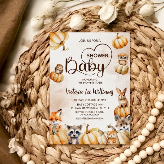 Fall Woodland Babydusche Einladung