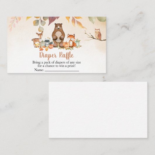 Fall Woodland Babydusche Windelwindeln Visitenkarte (Vorne/Hinten)