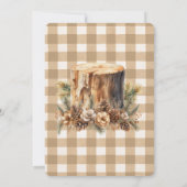 Fall Woodland Botanical Brown Gingham Erntedank Einladung (Rückseite)