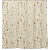 Fall Woodland Botanisches Muster | Herbstträume Duschvorhang (Vorderseite)