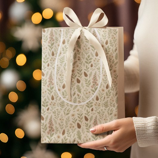 Fall Woodland Botanisches Muster | Herbstträume Mittlere Geschenktüte