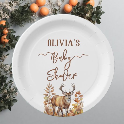 Fall Woodland Deer Baby Dusche Pappteller