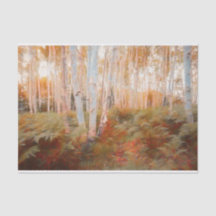Fall Woodland Fern Forest Birch Trees Art