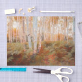 Fall Woodland Fern Forest Birch Trees Art Seidenpapier (Handwerk)