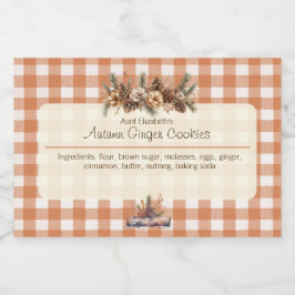 Fall Woodland Greenery Gingham Lebensmitteletikett