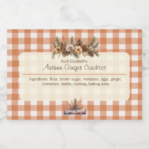 Fall Woodland Greenery Gingham Lebensmitteletikett