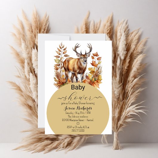 Fall Woodland Hirsche Tierwald Wasserfarbe Einladung