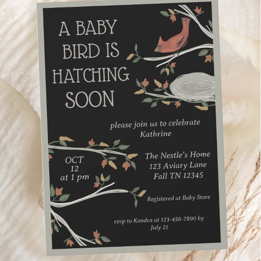 Fall Woodland Kardinal Nest Baby Dusche Einladung
