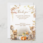 Fall Woodland Little Pumpkin Baby Dusche Dankeskarte (Vorderseite)