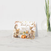Fall Woodland Little Pumpkin Baby Dusche Dankeskarte (Vorderseite)