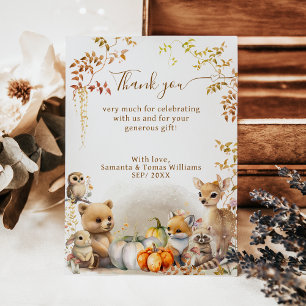 Fall Woodland Little Pumpkin Baby Dusche Dankeskarte
