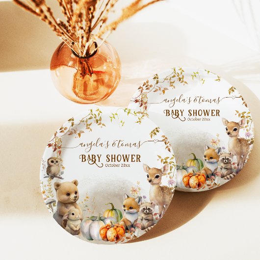 Fall Woodland Little Pumpkin Baby Dusche Pappteller