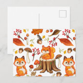 Fall Woodland Niedliche Tiere und Orange Blätter Postkarte (Vorne/Hinten)