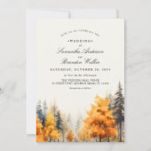 Fall Woodland, Pine Trees Foto Hochzeit Einladung (Vorderseite)