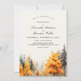 Fall Woodland, Pine Trees Foto Hochzeit Einladung