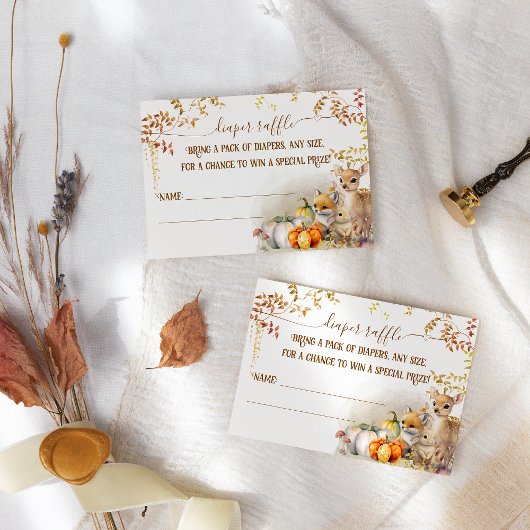 Fall Woodland Pumpkin Baby Dusche Windel Raffle Begleitkarte